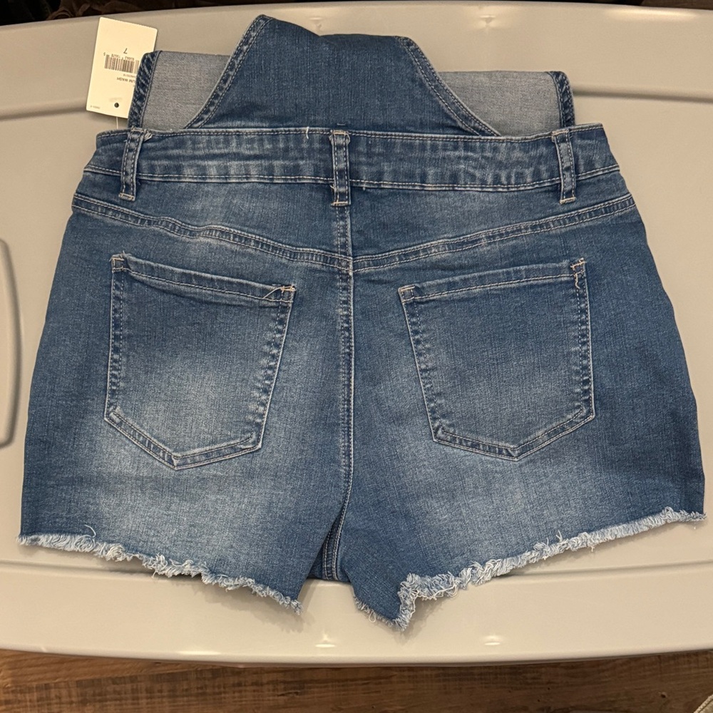 YMI — Blue Denim Overall Cut-Off Shorts - Picture 5 of 12